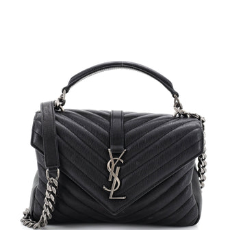 Saint Laurent Classic Monogram College Bag Matelasse Chevron Leather Medium