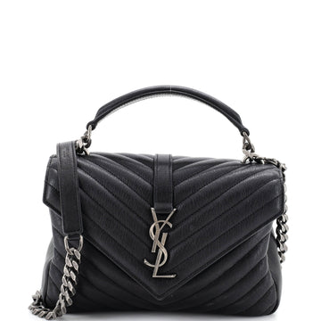 Saint Laurent Classic Monogram College Bag Matelasse Chevron Leather Medium