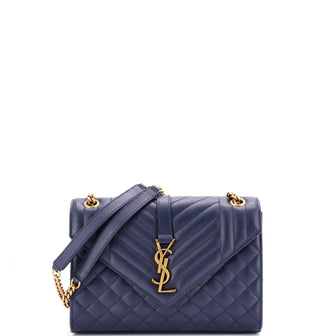 Saint Laurent Classic Monogram Envelope Satchel Mixed Matelasse Leather Medium
