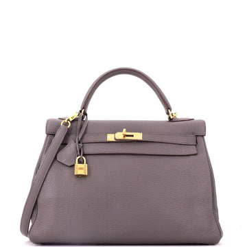 Hermes Kelly Handbag Grey Togo with Gold Hardware 32