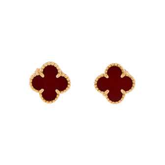 Van Cleef & Arpels Sweet Alhambra Stud Earrings 18K Rose Gold and Carnelian