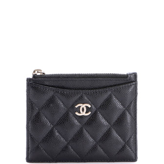 Chanel CC Zip Card Holder Quilted Caviar