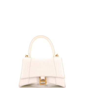 Balenciaga Hourglass Top Handle Bag Crocodile Embossed Leather Small