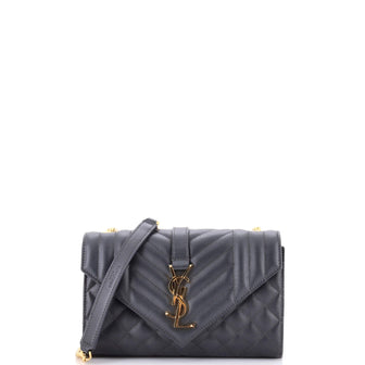 Saint Laurent Classic Monogram Envelope Satchel Mixed Matelasse Leather Small