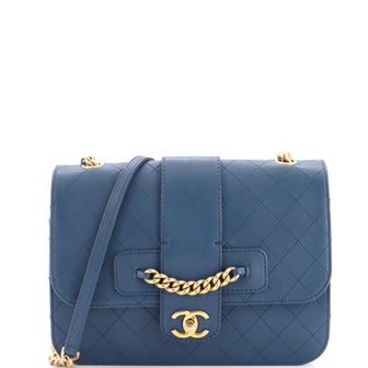 Chanel Front Chain Flap Bag Quilted Sheepskin Large