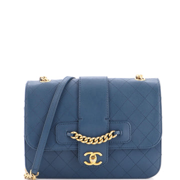 Chanel Front Chain Flap Bag Quilted Sheepskin Large