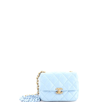 Chanel Lacquered Metal CC Flap Bag Quilted Lambskin Mini
