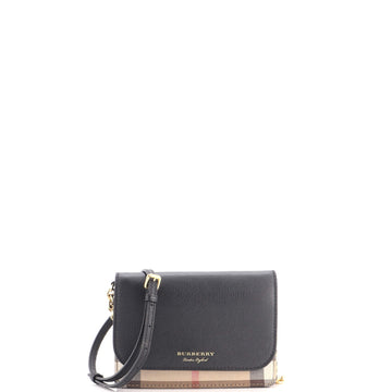 Burberry Hampshire Wallet on Chain Leather and House Check Canvas