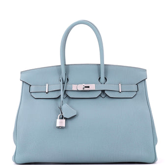 Hermes Birkin Handbag Blue Togo with Palladium Hardware 35