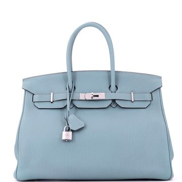 Hermes Birkin Handbag Blue Togo with Palladium Hardware 35