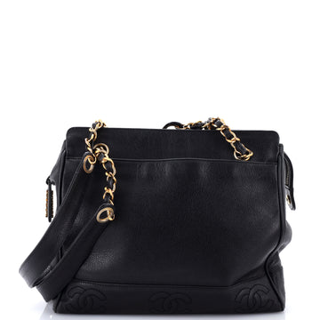 Chanel Vintage Stitched CC Shoulder Bag Caviar Medium