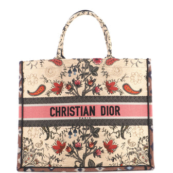 Christian Dior Book Tote Embroidered Canvas Large