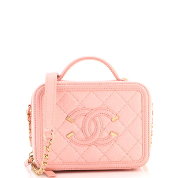 Chanel Filigree Vanity Case Quilted Caviar Small