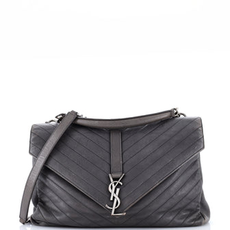 Saint Laurent Classic Monogram College Bag Matelasse Chevron Leather Large