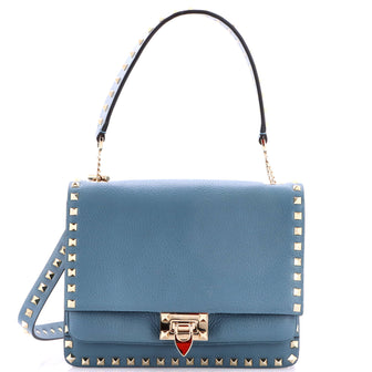 Valentino Garavani Rockstud Flip Lock Flap Top Handle Bag Leather Small