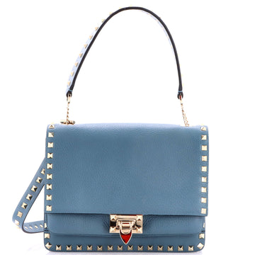 Valentino Garavani Rockstud Flip Lock Flap Top Handle Bag Leather Small