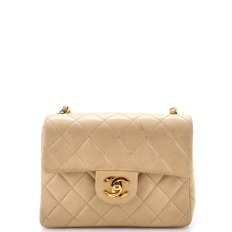 Chanel Vintage Square Classic Single Flap Bag Quilted Lambskin Mini