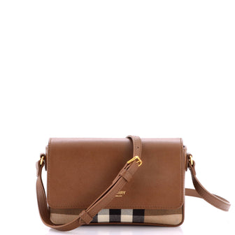 Burberry New Hampshire Shoulder Bag House Check Canvas and Leather Small