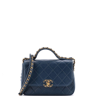 Chanel Chain Infinity Top Handle Bag Quilted Lambskin Small