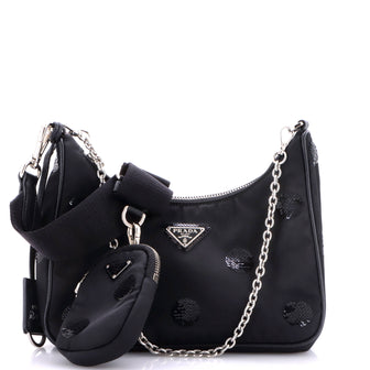 Prada Re-Edition 2005 Shoulder Bag Sequin Embellished Tessuto Small