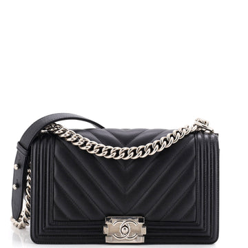 Chanel Boy Flap Bag Chevron Caviar Old Medium
