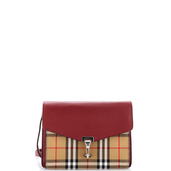 Burberry Macken Crossbody Bag Leather and Vintage Check Canvas Small