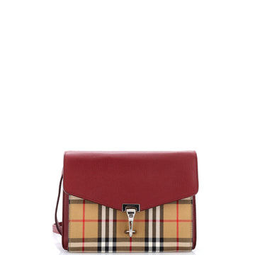 Burberry Macken Crossbody Bag Leather and Vintage Check Canvas Small