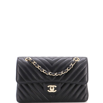 Chanel Classic Double Flap Bag Chevron Caviar Small
