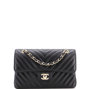Chanel Classic Double Flap Bag Chevron Caviar Small