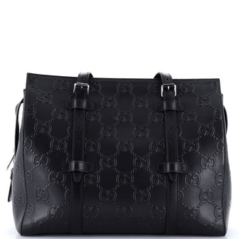 Gucci Tote Bag GG Embossed Perforated Leather Medium