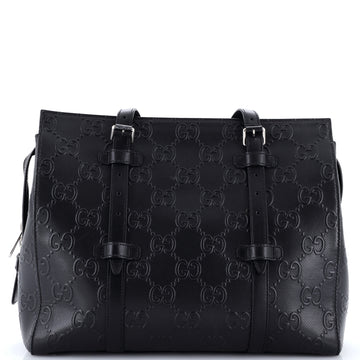 Gucci Tote Bag GG Embossed Perforated Leather Medium