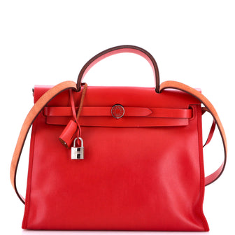 Hermes Herbag Zip Berline Vache Canvas and Leather 31