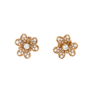 Van Cleef & Arpels Frivole Stud Earrings 18K Yellow Gold and Pave Diamonds Mini