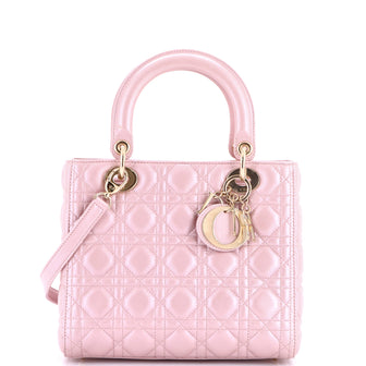 Christian Dior Lady Dior Bag Cannage Quilt Metallic Leather Medium