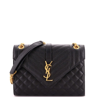 Saint Laurent Classic Monogram Envelope Satchel Mixed Matelasse Leather Medium