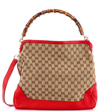 Gucci Diana Bamboo Shoulder Bag GG Canvas Medium