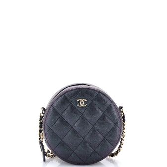 Chanel Round Clutch with Chain Quilted Iridescent Caviar Mini