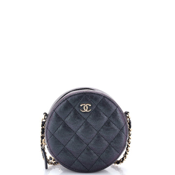 Chanel Round Clutch with Chain Quilted Iridescent Caviar Mini