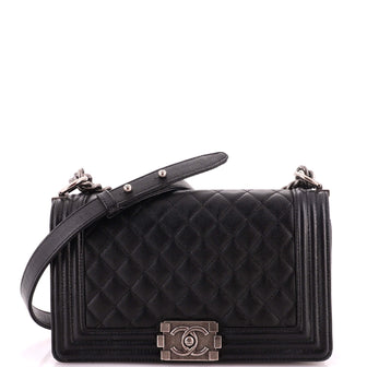 Chanel Boy Flap Bag Quilted Caviar Old Medium