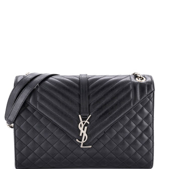 Saint Laurent Classic Monogram Envelope Satchel Mixed Matelasse Leather Large