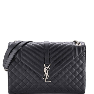 Saint Laurent Classic Monogram Envelope Satchel Mixed Matelasse Leather Large
