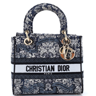 Christian Dior Lady D-Lite Bag Embroidered Canvas Medium