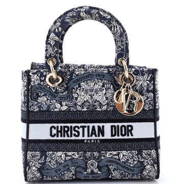 Christian Dior Lady D-Lite Bag Embroidered Canvas Medium
