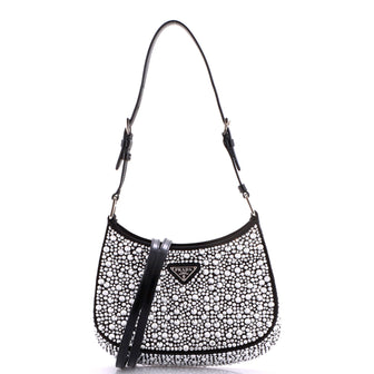 Prada Cleo Shoulder Bag Crystal Embellished Satin Small