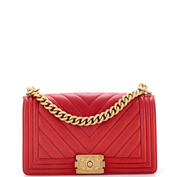 Chanel Boy Flap Bag Chevron Caviar Old Medium