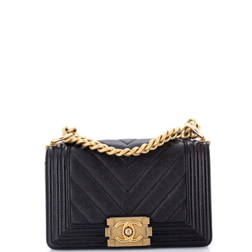 Chanel Boy Flap Bag Chevron Caviar Small