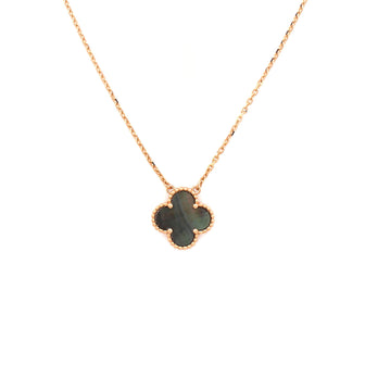 Van Cleef & Arpels Vintage Alhambra Pendant Necklace 18K Rose Gold and Grey Mother of Pearl