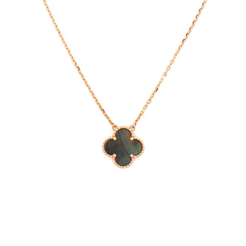 Van Cleef & Arpels Vintage Alhambra Pendant Necklace 18K Rose Gold and Grey Mother of Pearl