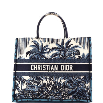 Christian Dior Book Tote Embroidered Canvas Large