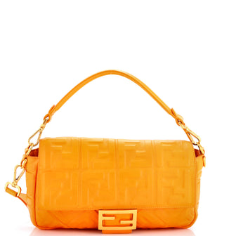 Fendi Baguette NM Bag Zucca Embossed Leather Medium